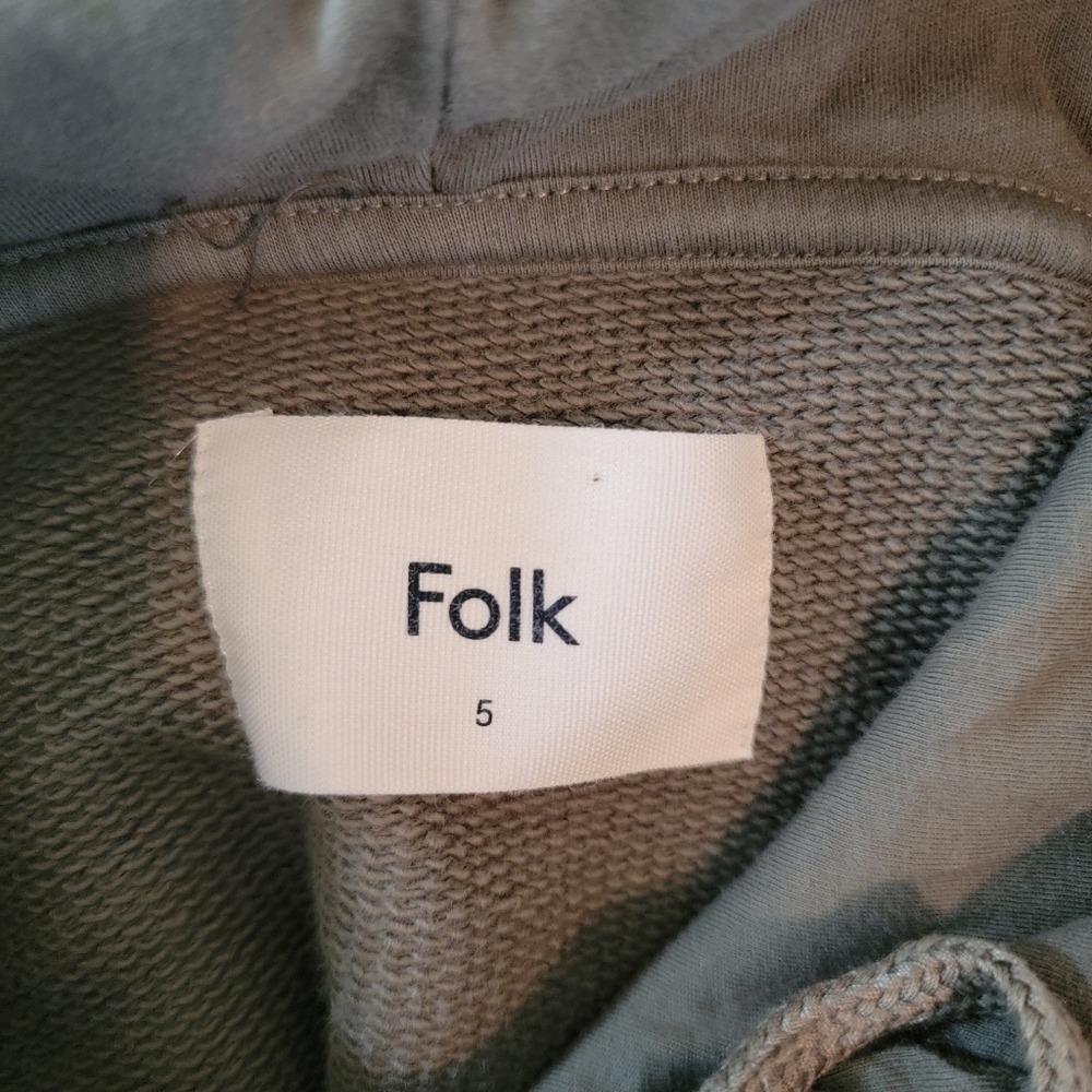 Folk Men's Green Hoodie Sz 5/XL 100% Organic Cotton Waffle Knit Old Money EUC - Picture 10 of 12